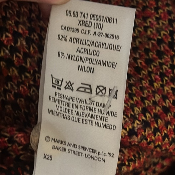 Marks & Spencer ST MICHAEL FROM Red Black Gold Buttons Tweed Blazer size M 6 8 - Picture 10 of 11